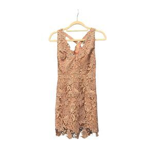 Pink Lace Sleeveless V-Neck Dress Size 2 Party/Cocktail